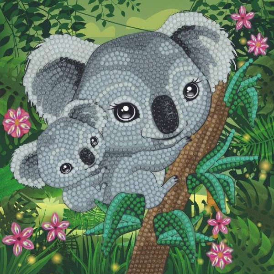 Toys * | Craft Buddy Koala Hugs 18X18Cm Diy Crystal Art Card Kit Toys