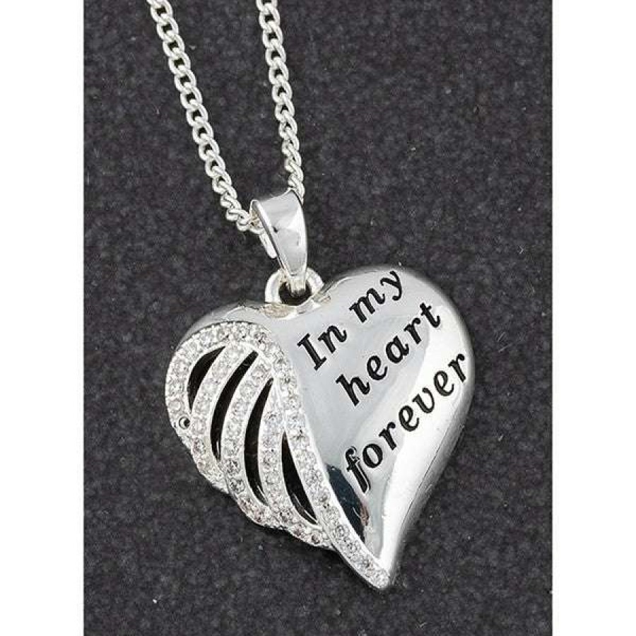 Giftware * | Equilibrium Guardian Angel Silver Plated Sentiment Heart Necklace