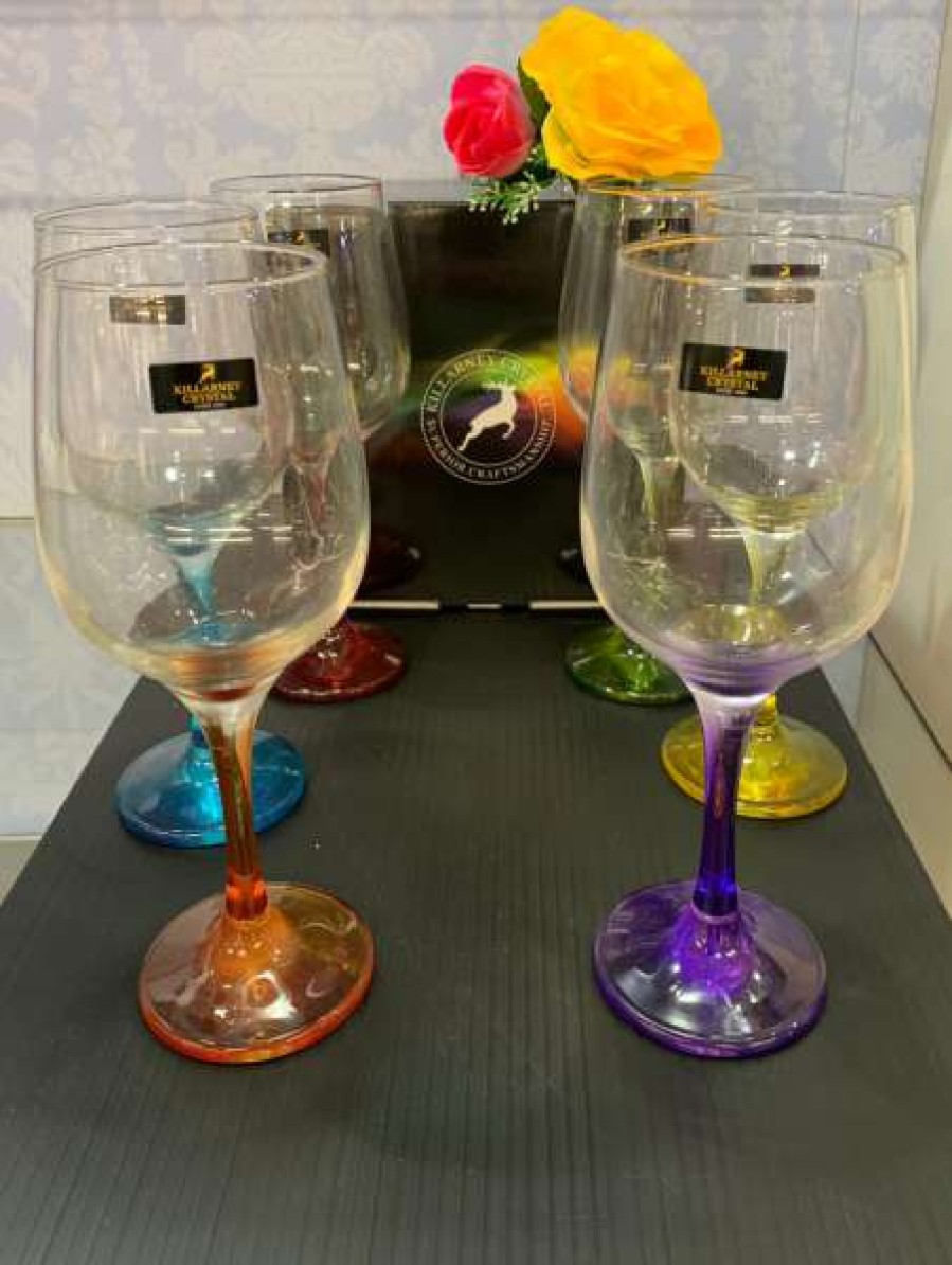 Giftware * | Glassware Killarney Crystal Jewel Wine Glasses Set Of 6