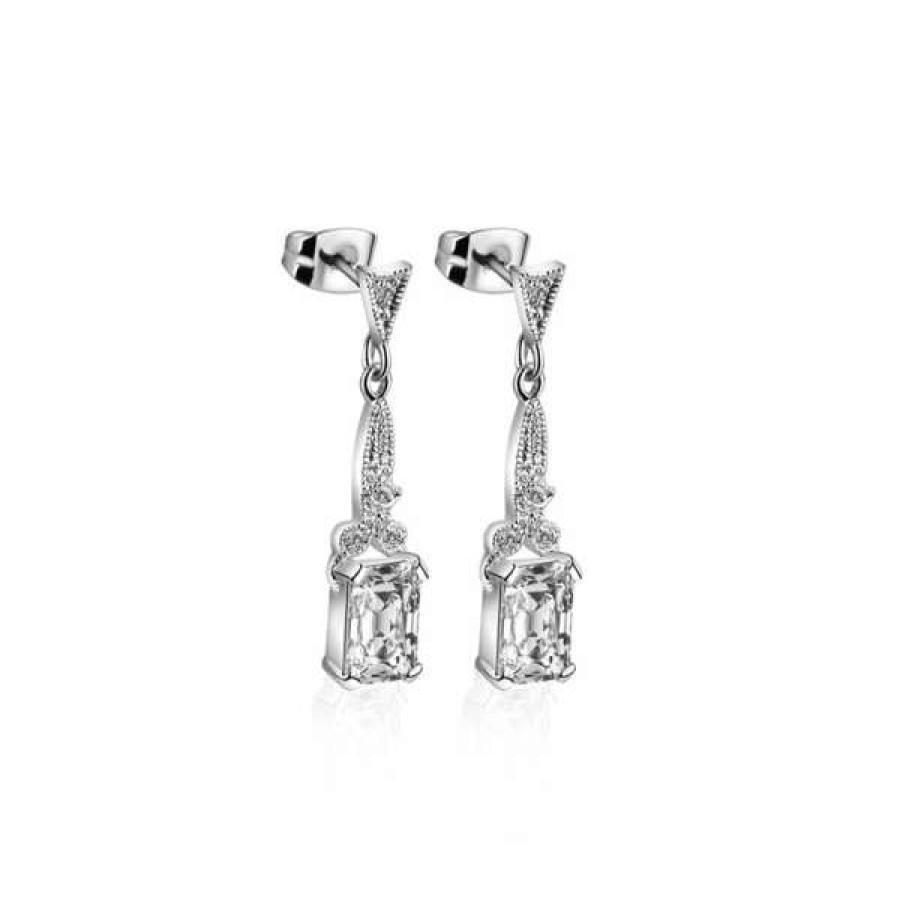 Giftware * | Giftware Newbridge Silverware Vintage Drop Earrings Square Stones